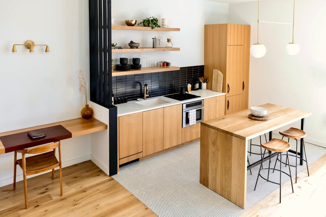 Wooden Furniture in a Kitchen